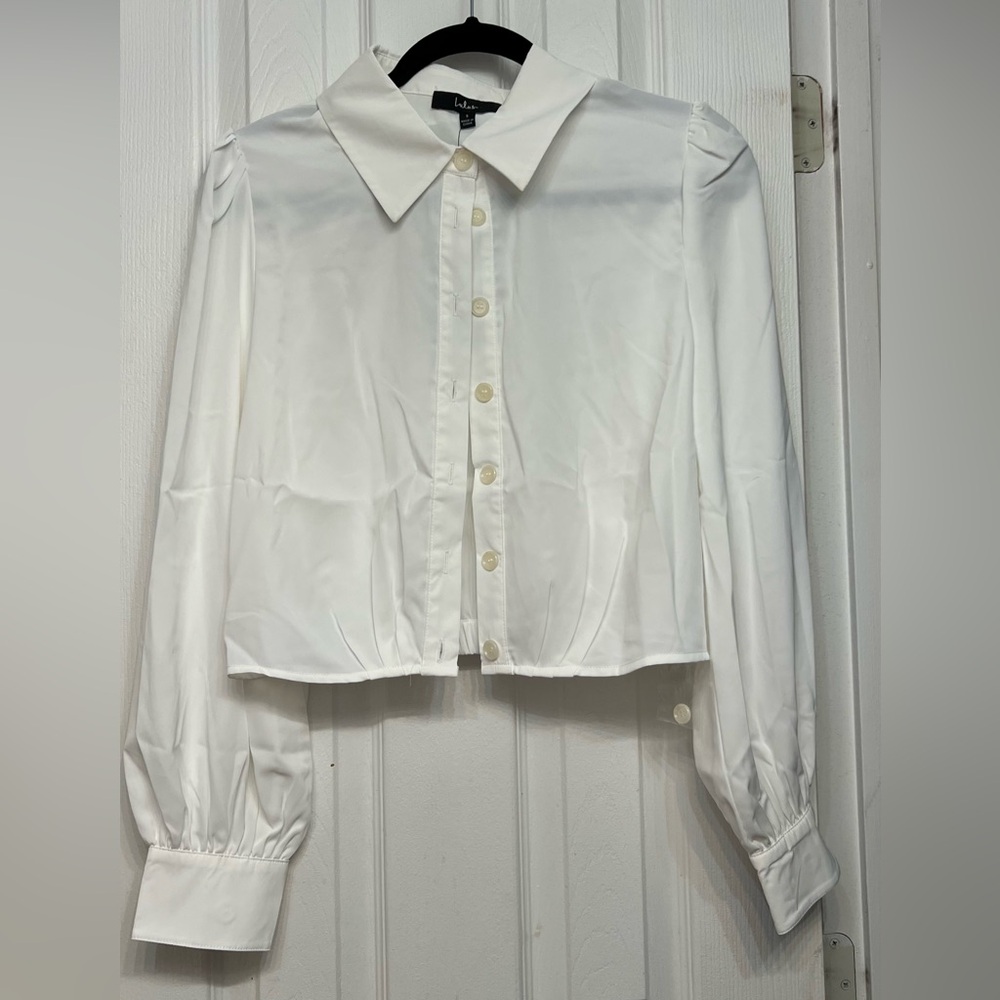 White Button-Up Blouse Top